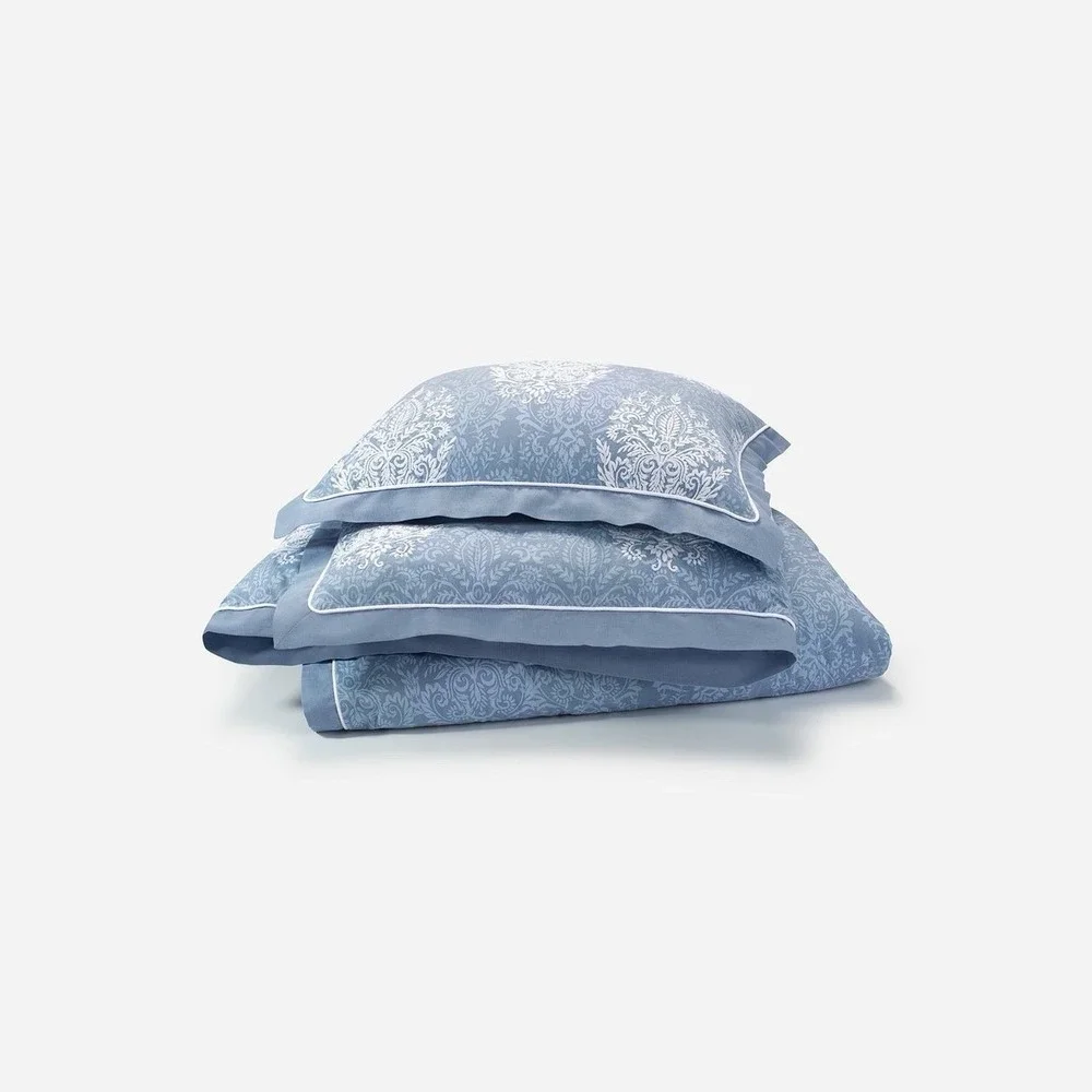 Croscill Zoelle King Comforter & 2 Pillow Shams 3 Pc Set Blue Embroidered Cotton